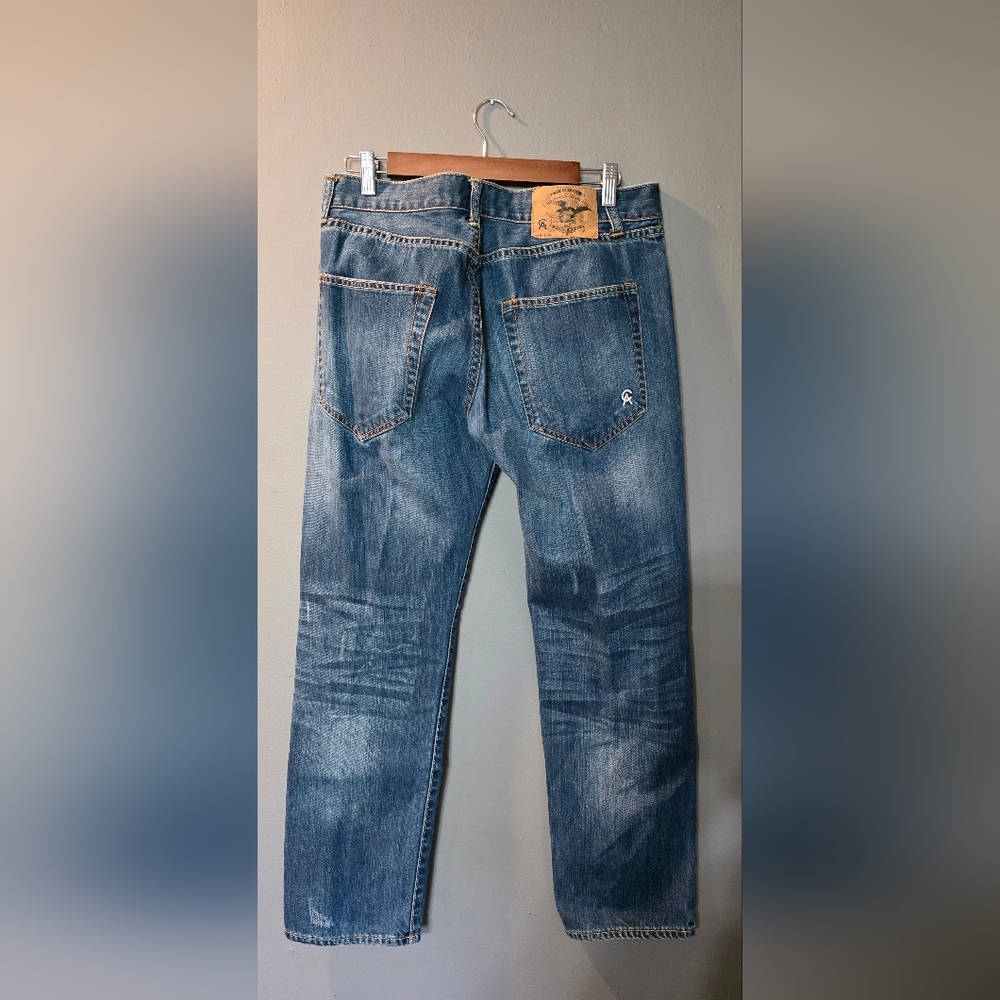 Christian Audigier Dark Wash Straight Leg Distressed Jeans Mens 32X30